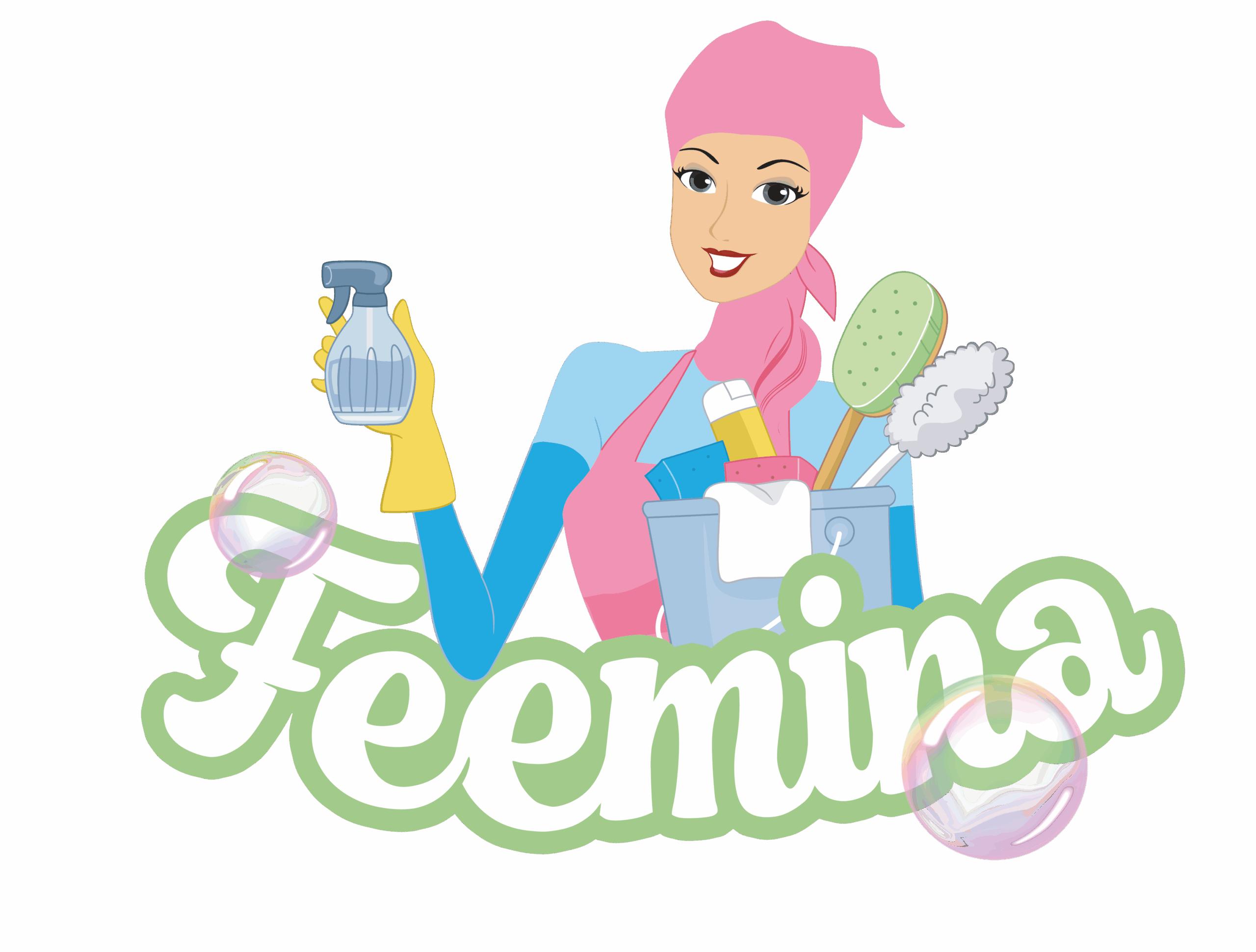 Feemina Logo – Putzfee mit Reinigungsutensilien für Haushaltsreinigung in Wien